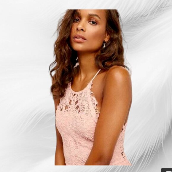 Stunning! Free People She's Got It Lace Slip Dress High Neck in Pink - Picture 3 of 11